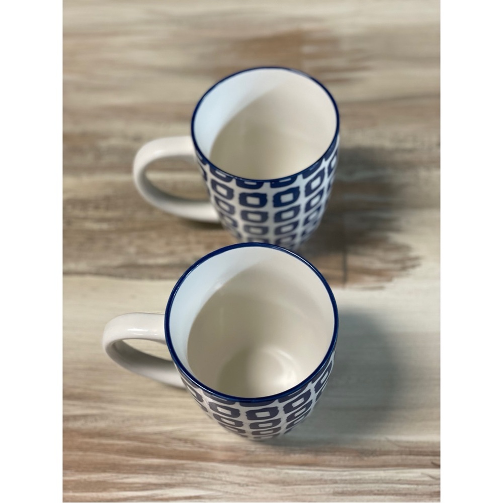 McLeland Design Coffee/Tea Glass Mugs Blue & White - Picture 2 of 4